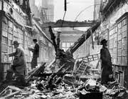 Browsers in the remnants of Holland House Library, Kensington, London, 1940.